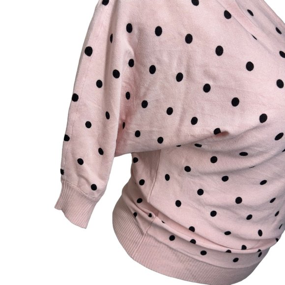 NWT Premise Women's Pullover Knit Top Blouse Pink & Black Polka Size Small - Picture 5 of 13